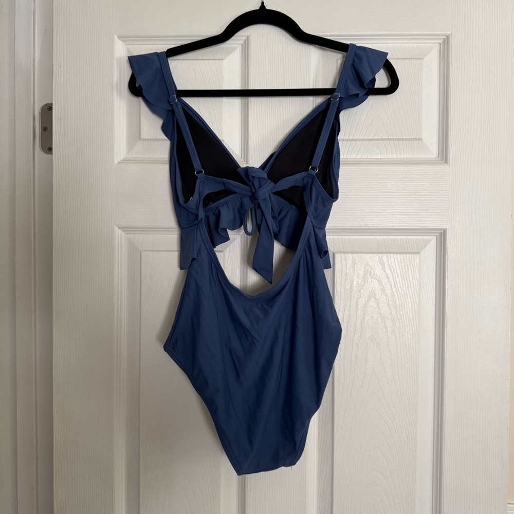 Chic Blue Ruffle One-Piece Swimsuit - Picture 2 of 3